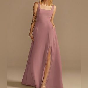 NWT David’s Bridal chiffon squared tank lace up bridesmaid dress